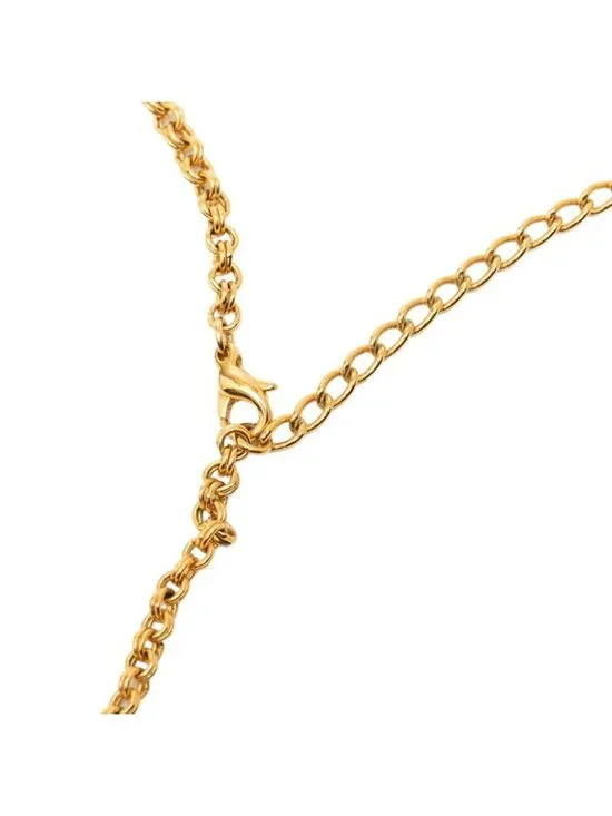 Dior Cdlogo Necklace Gold Plated Line Stone - Picture 4 of 6